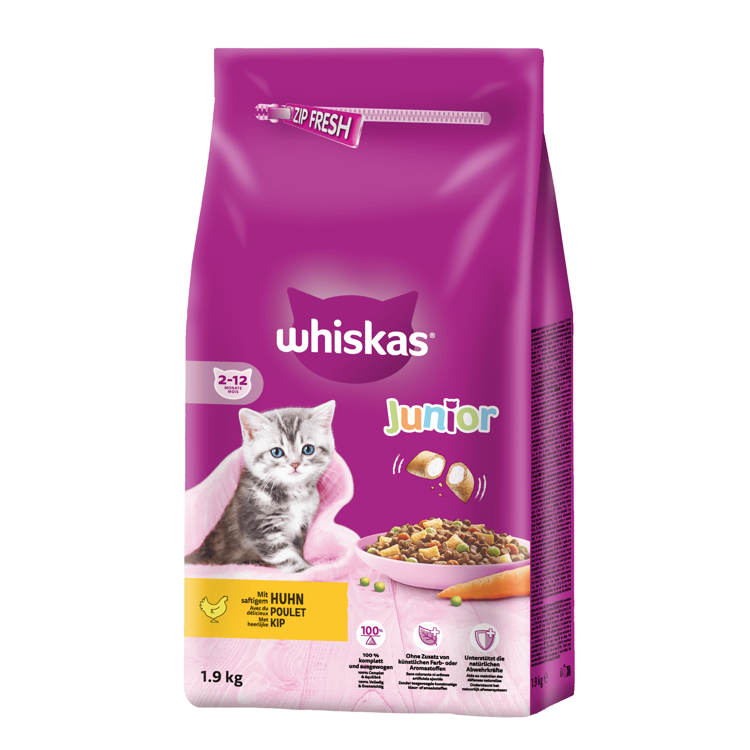 WHISKAS® Sec Junior au Poulet 1,9kg